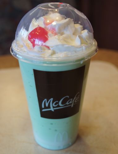 Large Shamrock Shake with the cherry and whip cream on the top. 