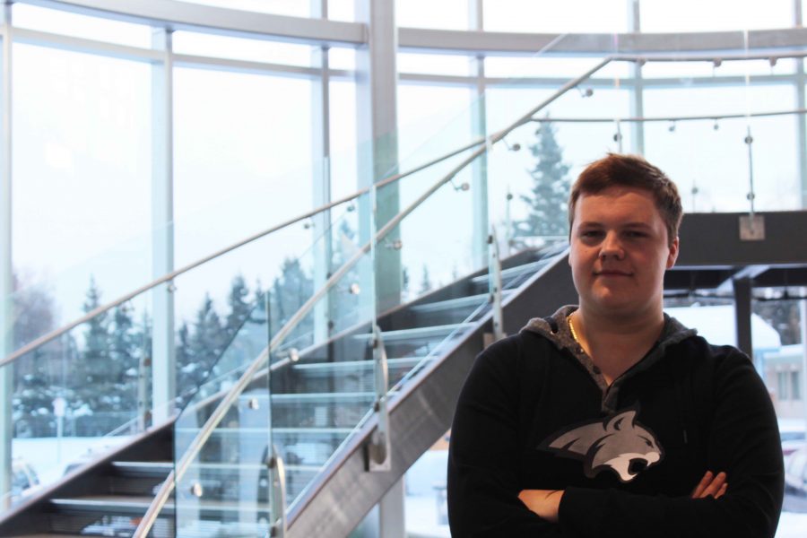 West Anchorage High School senior, Ian Teders, sports his college gear after committing to Montana State University. 