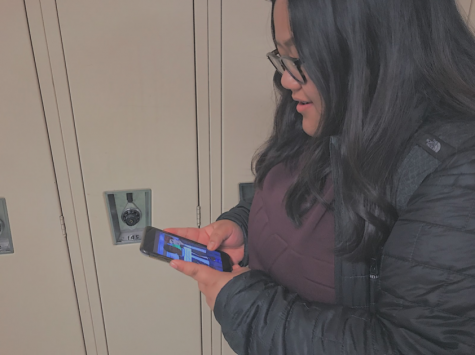 West High Student, Daniella Sudaria, roams the halls while playing a quite popular game in the app store, Episode.