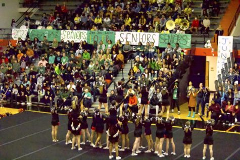 Cheerleaders perform during the pep assembly on September 8, 2022. 