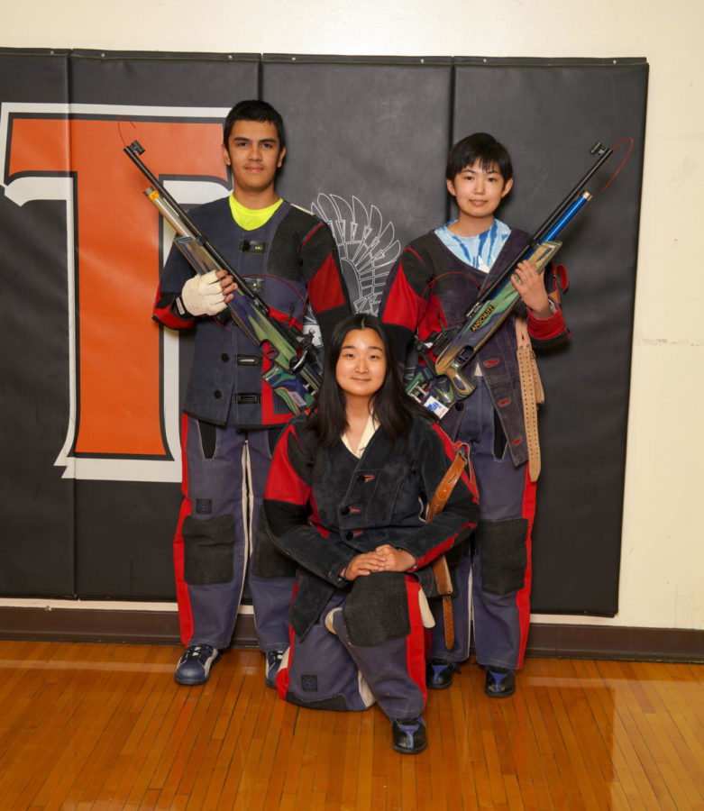 Riflery captains Cedric Deacon, Hodaka Maeda and Mary Kim. 